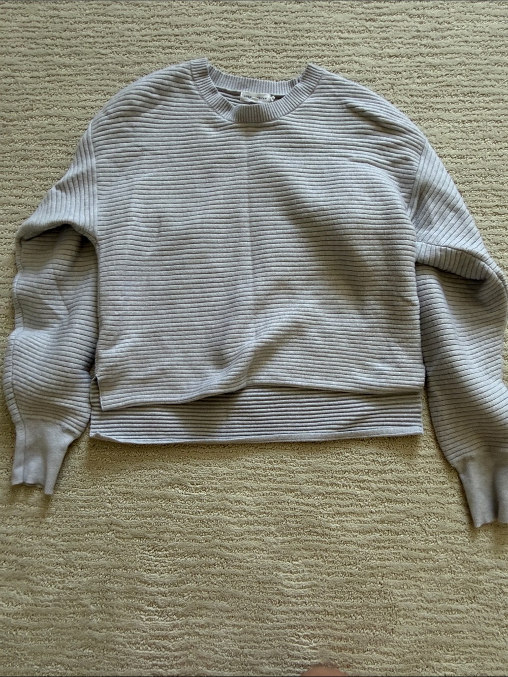 Good American Light Gray Ribbed Crewneck Sweater